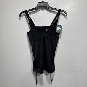 Panache Swim Anya Riva Balconnet Tankini Swim Top US 38DD Black Pool Beach Cruis